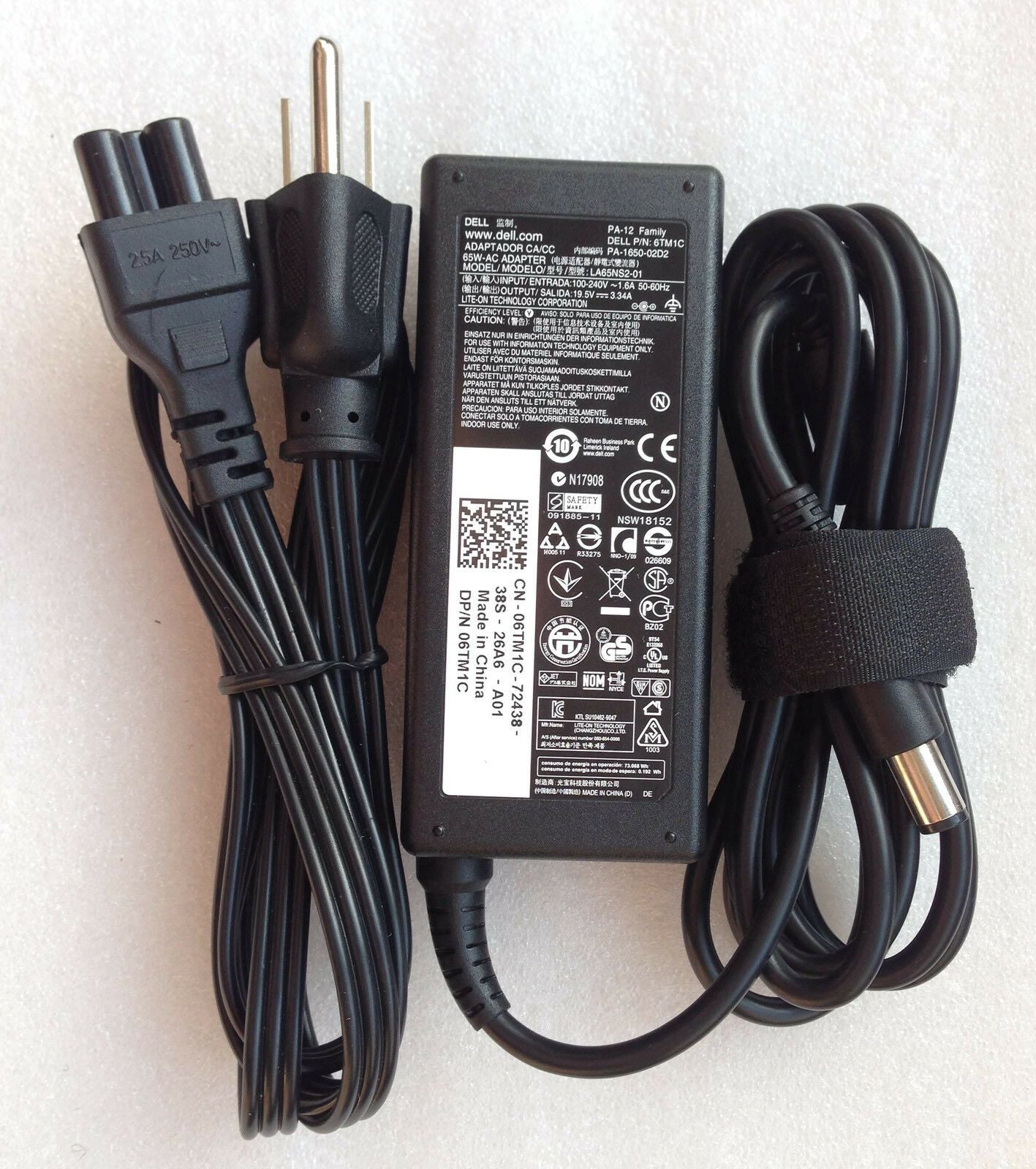 New Original Genuine OEM Dell LA65NS2-01,6TM1C,PA-1650-02D2,PA-12 65W AC Adapter