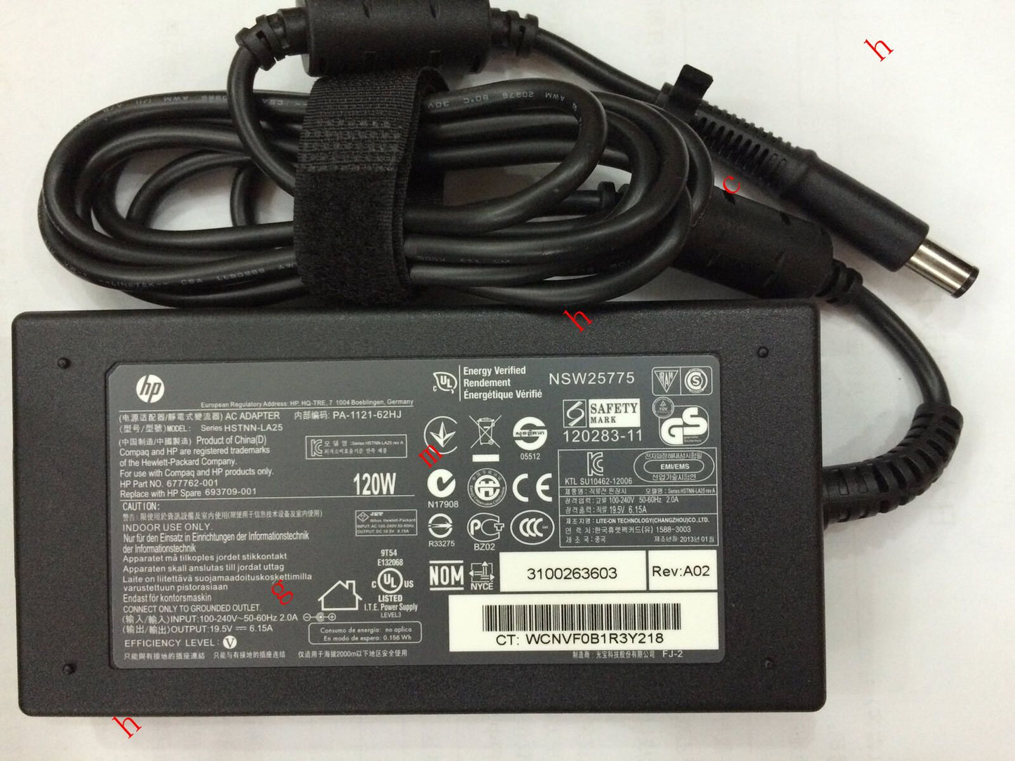 Original OEM HP 120W 19.5V AC Adapter for HP ZBook 15,L4L33US Mobile Workstation