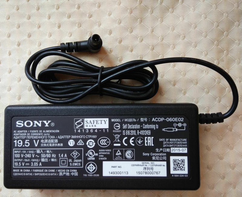 New Original OEM Sony LCD TV KDL-24W600A,ACDP-060E02,19.5V 3.05A AC Adapter&Cord