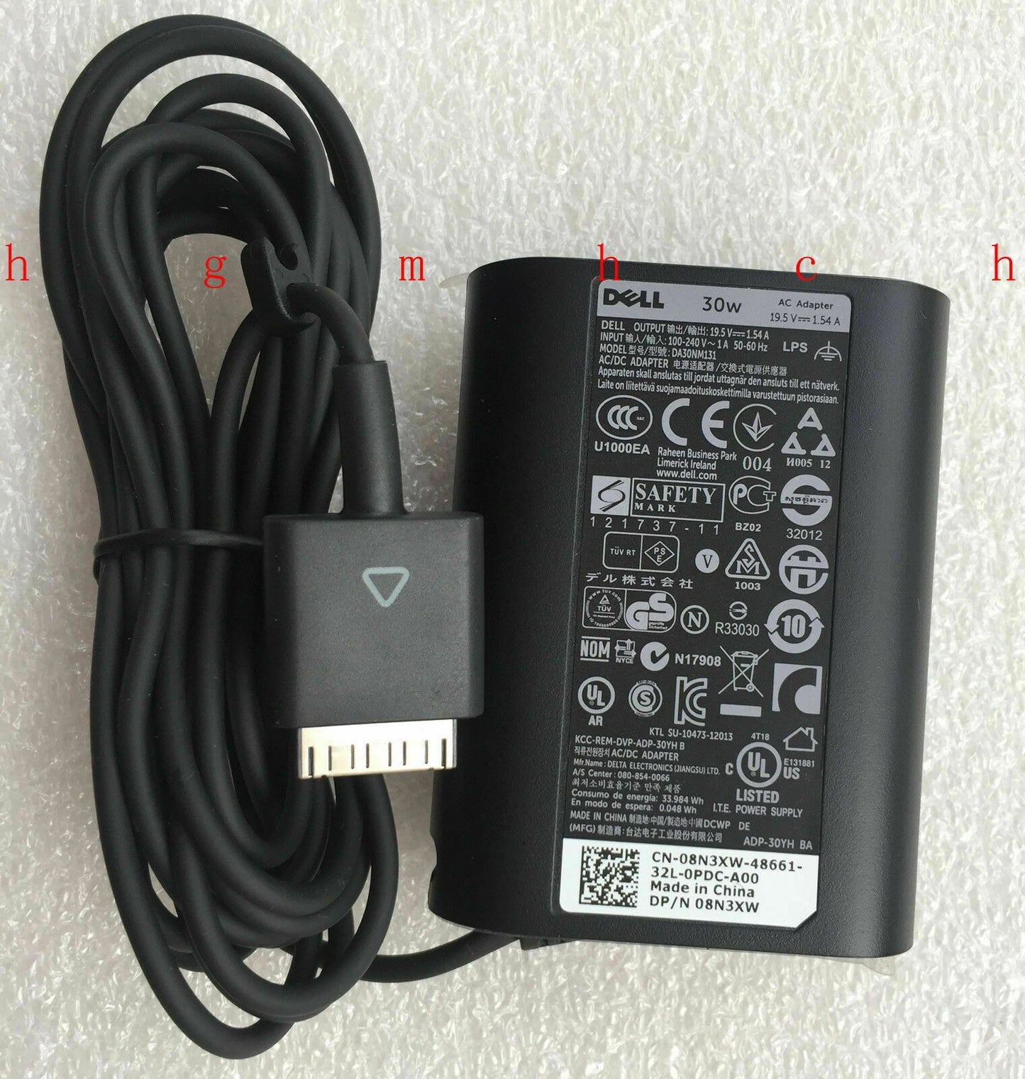 New Original Dell 30W 19.5V AC/DC Adapter Cord for Dell Latitude 10 ST2e/T05G001