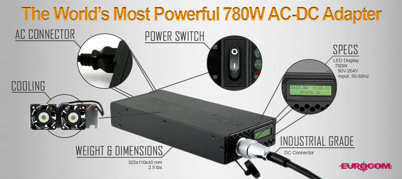 Single 780W AC Adapter; 110V-250V; for Dell Alienware Area 51m/51m R2;GET MORE POWER!