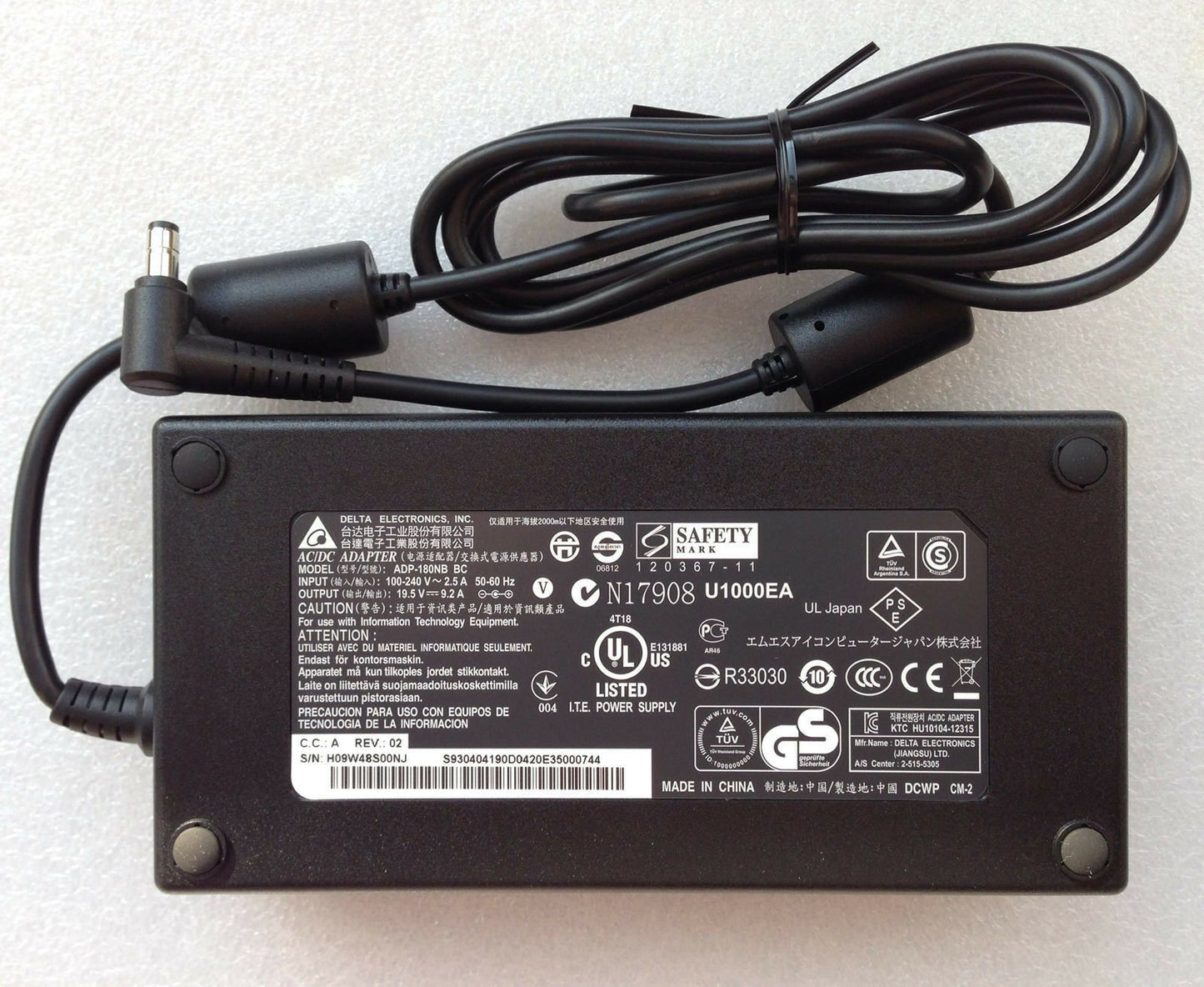Original Genuine OEM Delta 180W AC Adapter+Cord for Clevo P150EM Gaming Notebook