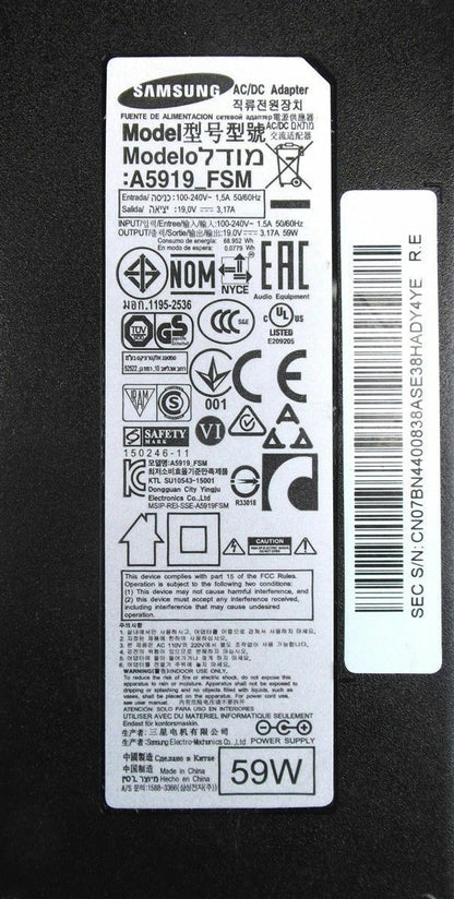 Original OEM SAMSUNG 59W AC/DC Adapter for Samsung LC32H711QENXZA Curved Monitor