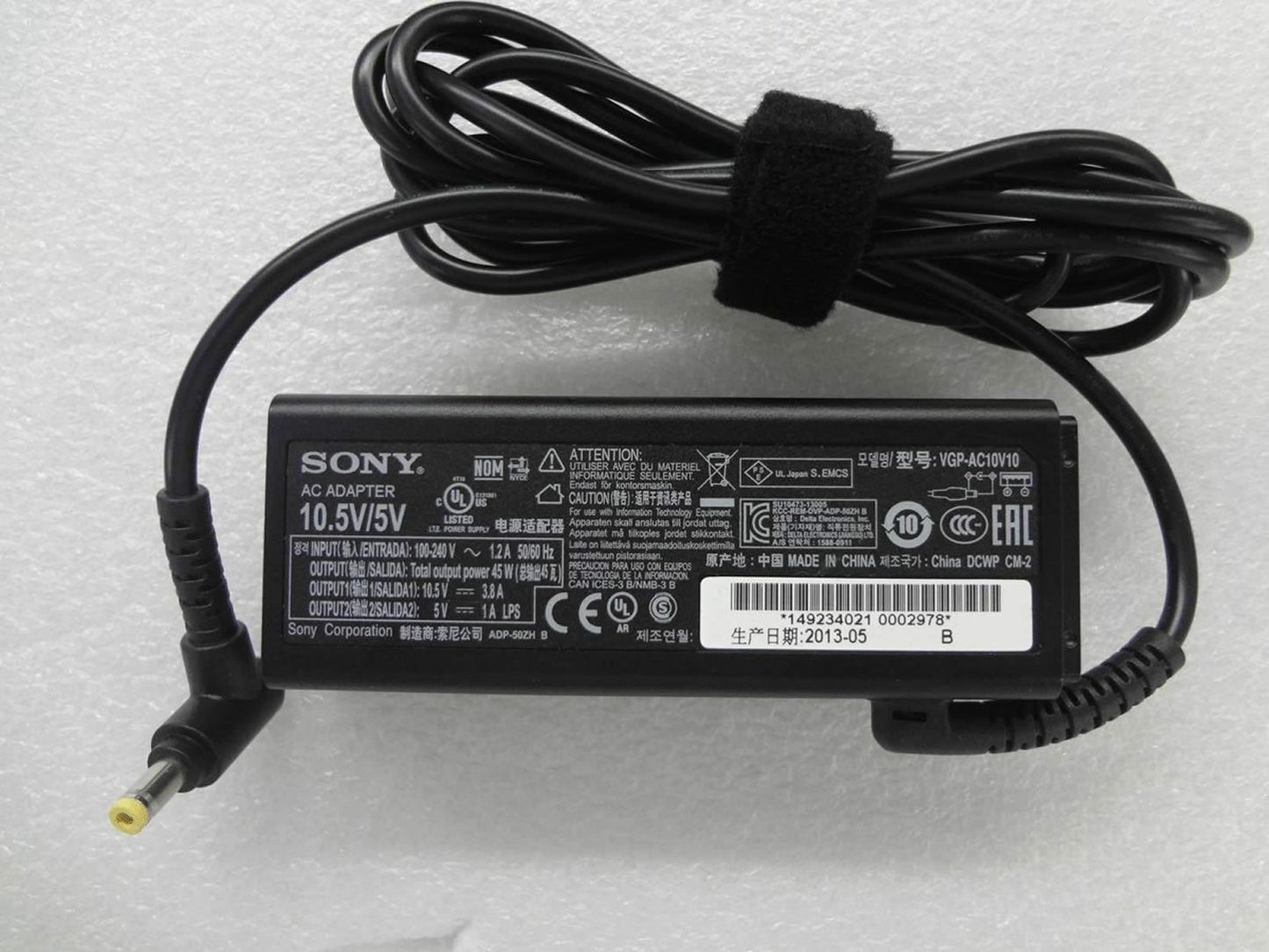 Original OEM Sony 45W AC/DC Adapter for Sony VAIO DUO 13 SVD13215PXB,VGP-AC10V10
