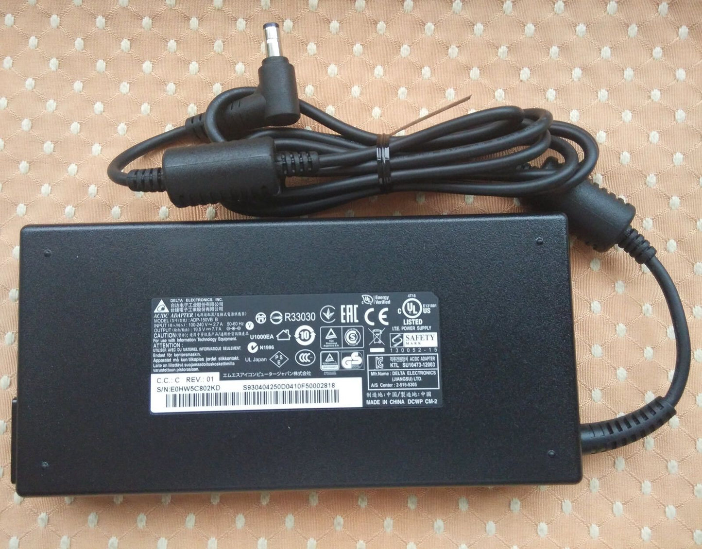 Original OEM Delta MSI 150W 19.5V Cord/Charger GE72 6QF(Apache Pro)-079SG Laptop