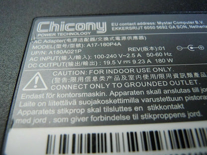 Original Chicony 180W Slim Adapter for MSI P65 Creator 8RF-777JP Gaming Notebook