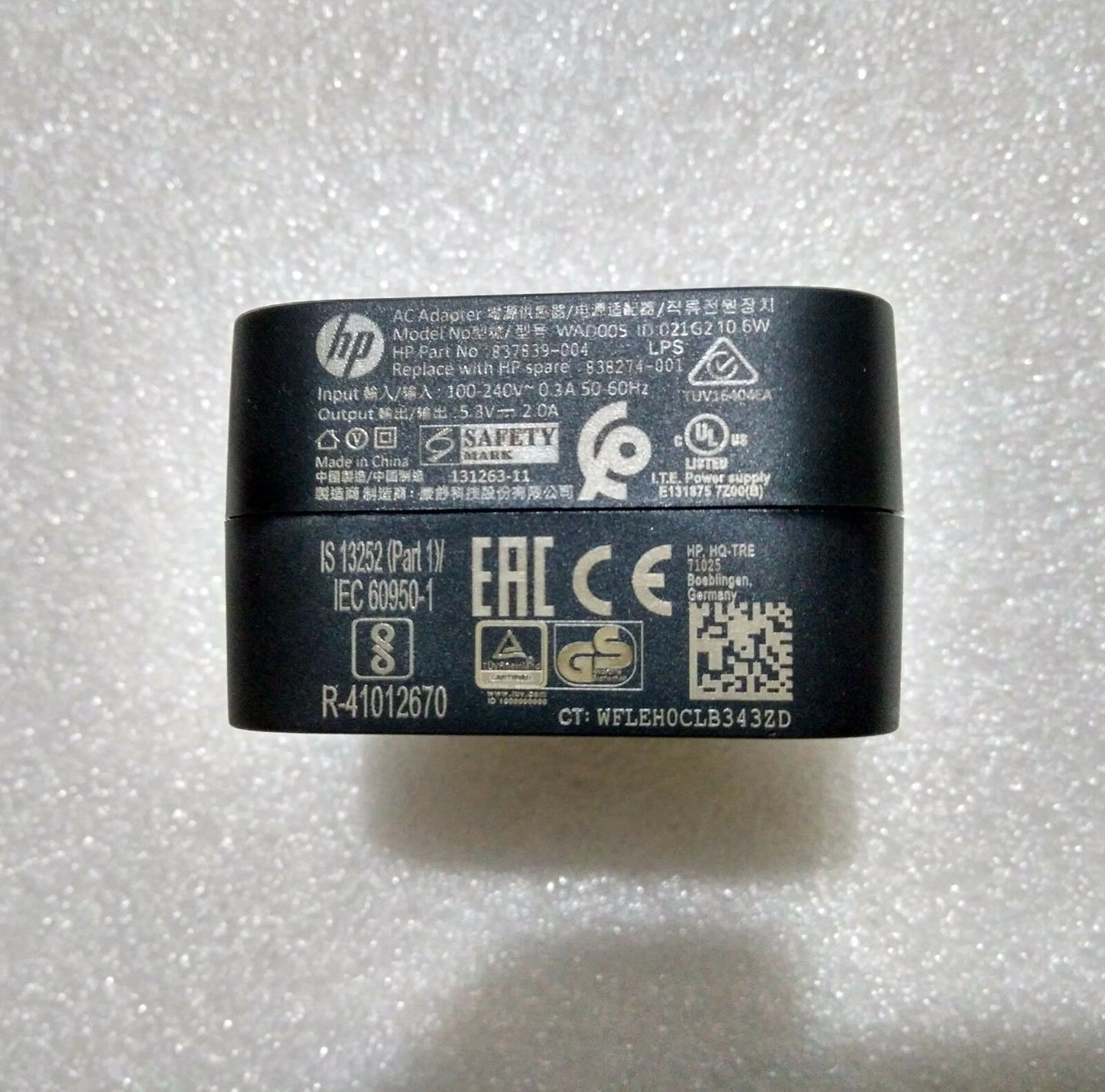 Original HP 838274-001 10.6W 5.3V USB for HP Elite x3,Pro Tablet 408G1,Slate 6