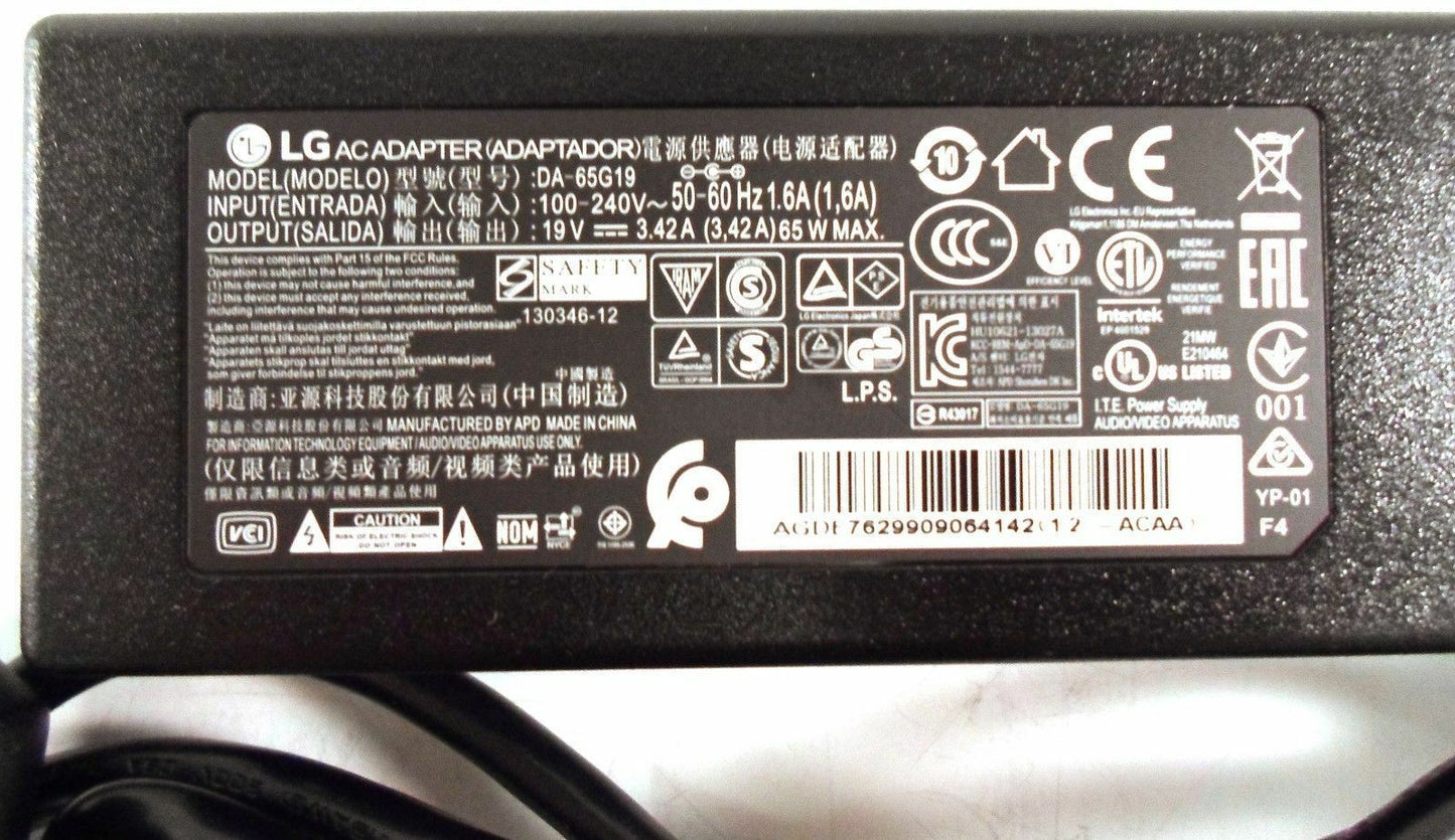 Original OEM LG 65W 19V AC Adapter for LG 34UB67-B UltraWide IPS LCD/LED Monitor