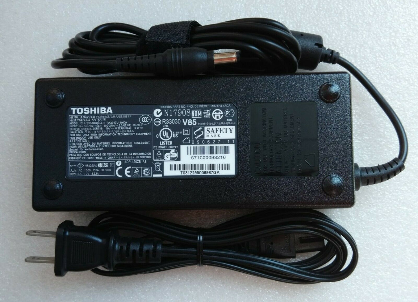 New Original OEM Toshiba 120W 19V Cord/Charger Satellite P850-BT2G22,P850-BT2N22