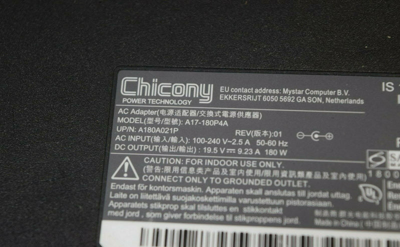 Original MSI GS75 Stealth 9SD/GTX1660 Ti,A17-180P4A Chicony 180W Slim AC Adapter