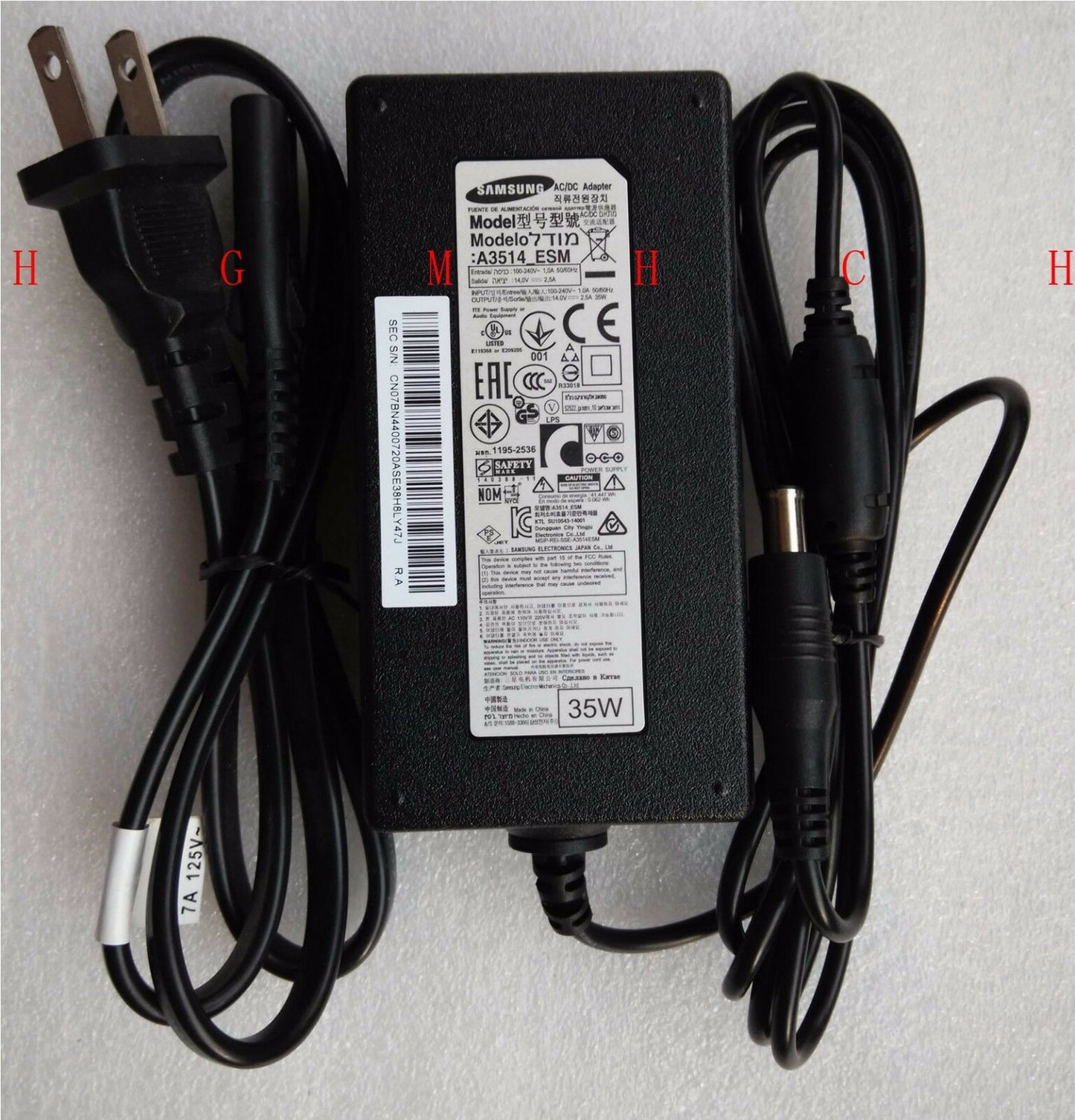 Original OEM Samsung S24D300H LED Monitor A3514_ESM,BN44-00720A 35W AC Adapter@@