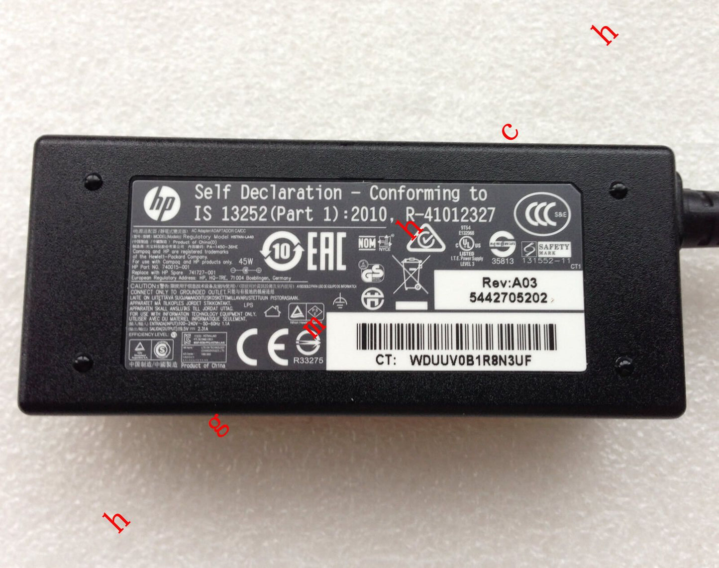 New Genuine Original OEM HP 19.5V 2.31A AC Adapter Charger Compatible 741553-850