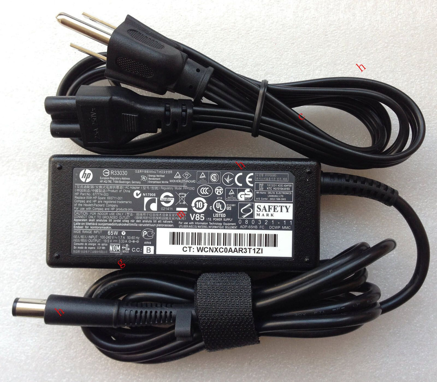 Original Genuine OEM HP Pavilion G6-2010NR,677774-003 65W AC Power Adapter+Cord