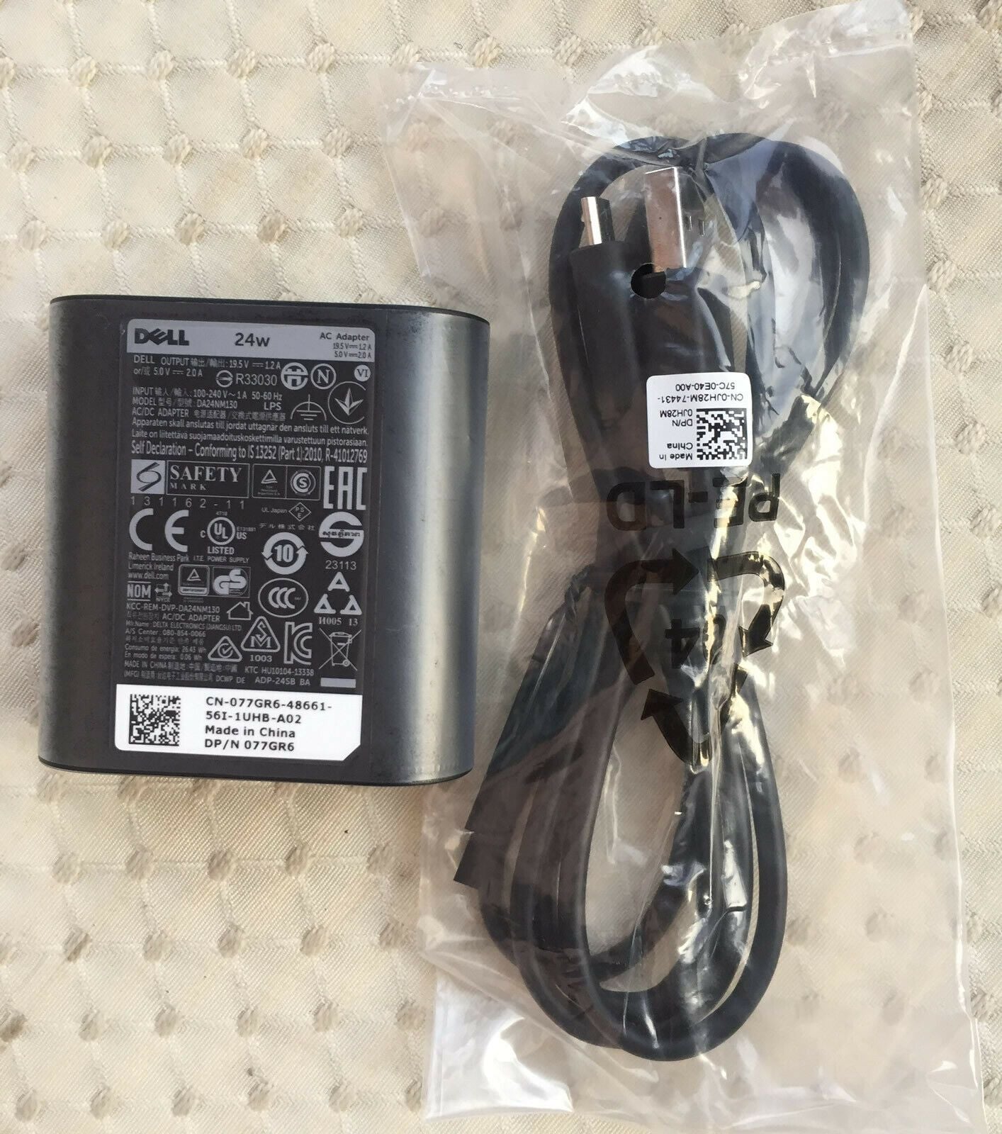 New Original Dell Venue 11 8 7 Pro Tablet AC Adapter Charger 24W DA24NM130 77GR6