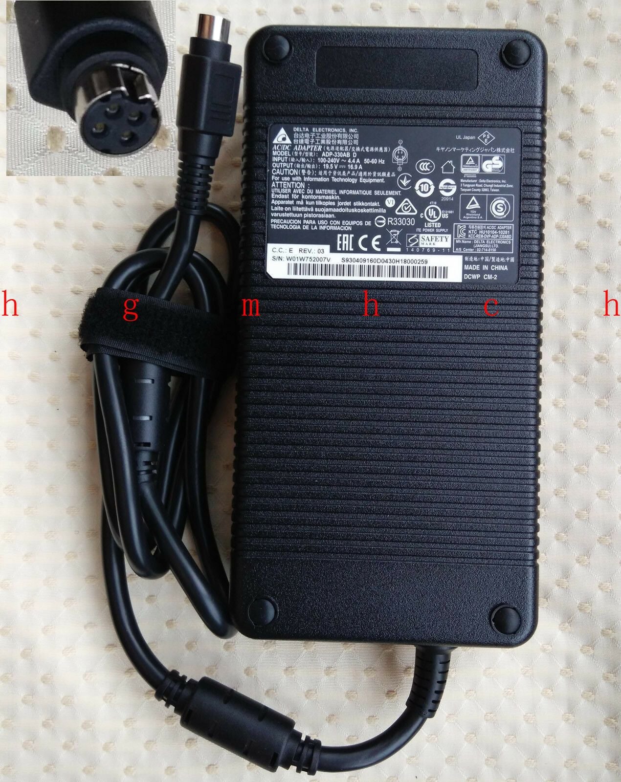 @New Original OEM Delta 330W AC Adapter for MSI GT75 Titan 8RG-262CA,ADP-330AB D
