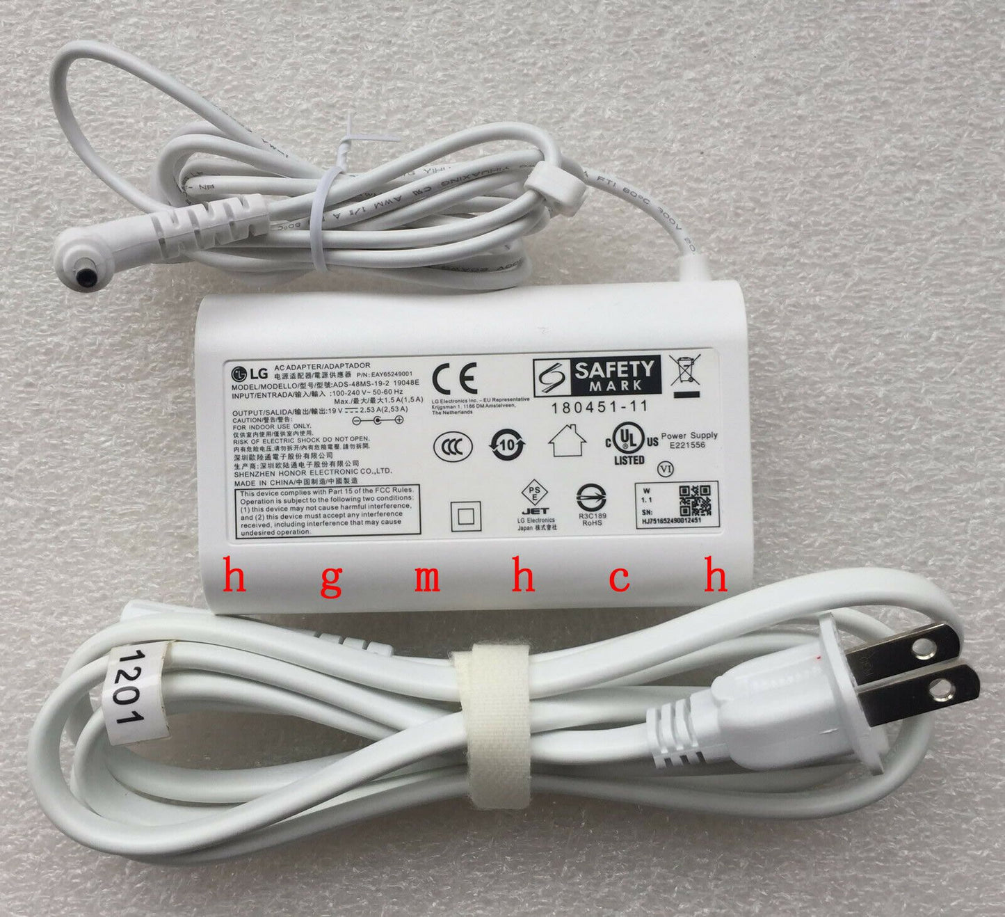 New Original LG 19V 2.53A 48W AC Adapter&Cord for LG gram 13Z980-GA50K Ultrabook