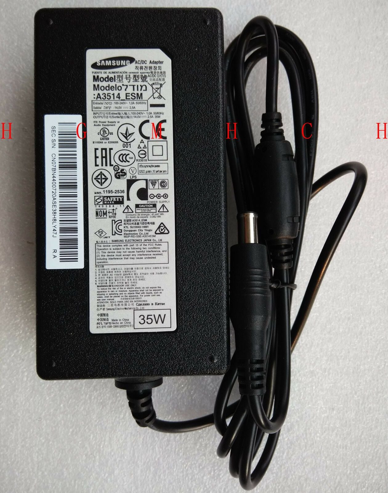 New Original OEM Samsung LT24C570 LED Monitor A3514_ESM,A3514-DPN 35W AC Adapter