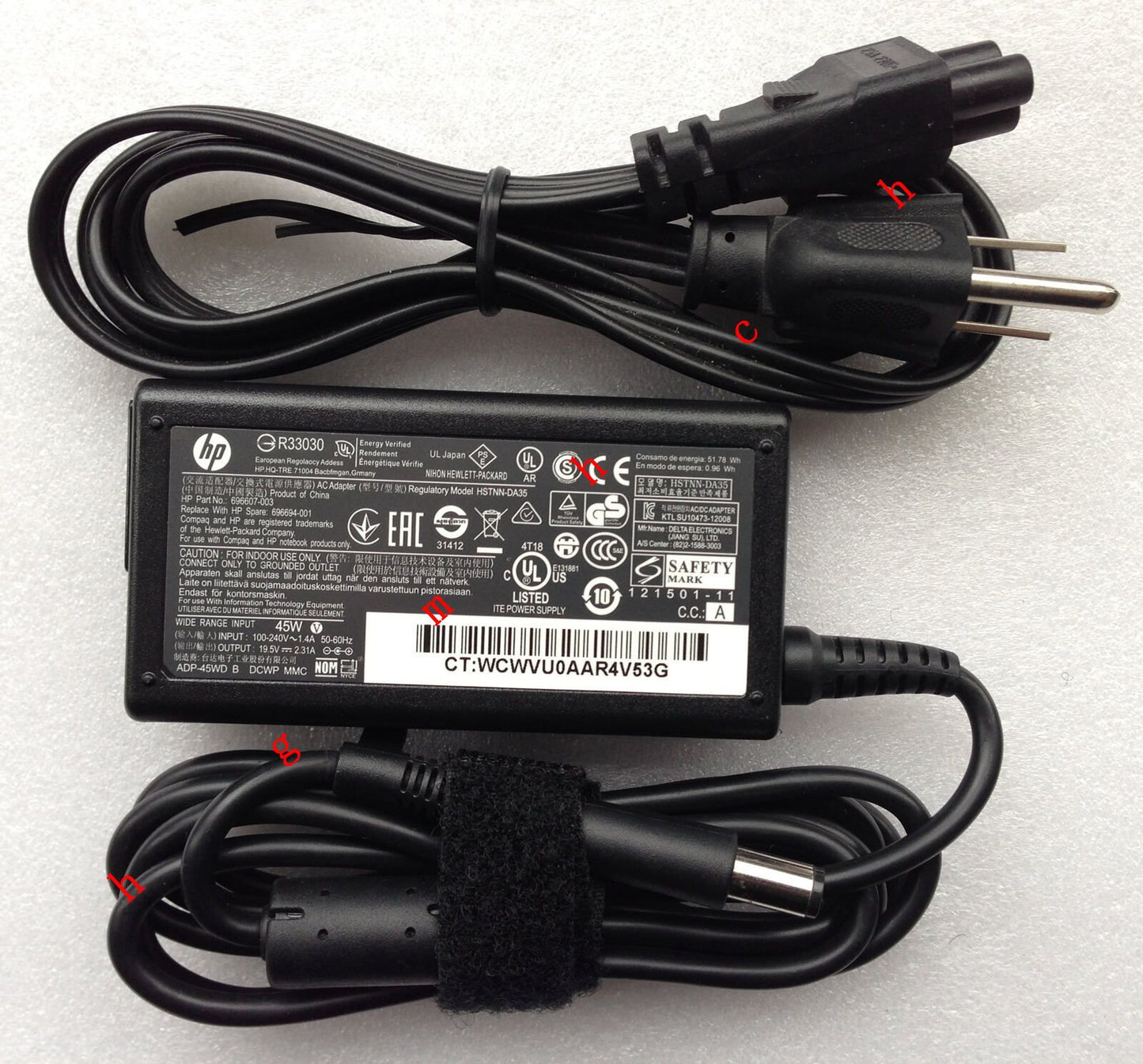 Original OEM HP 45W 19.5V 2.31A Smart AC Adapter for HP EliteBook 840 G1/J5Q17UT