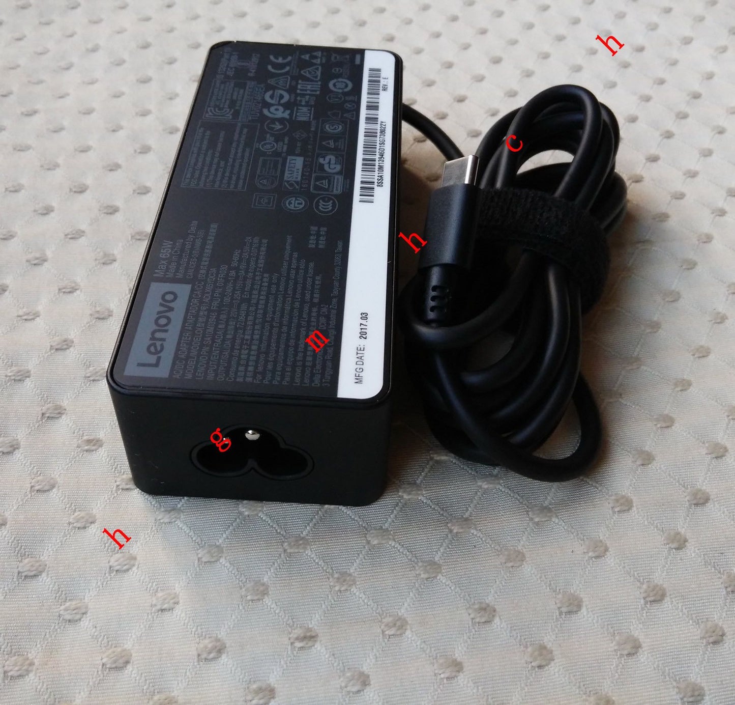 Original OEM Lenovo ThinkPad X1 Carbon 20HQ000EAU,ADLX65YDC3A,01FR030 AC Adapter