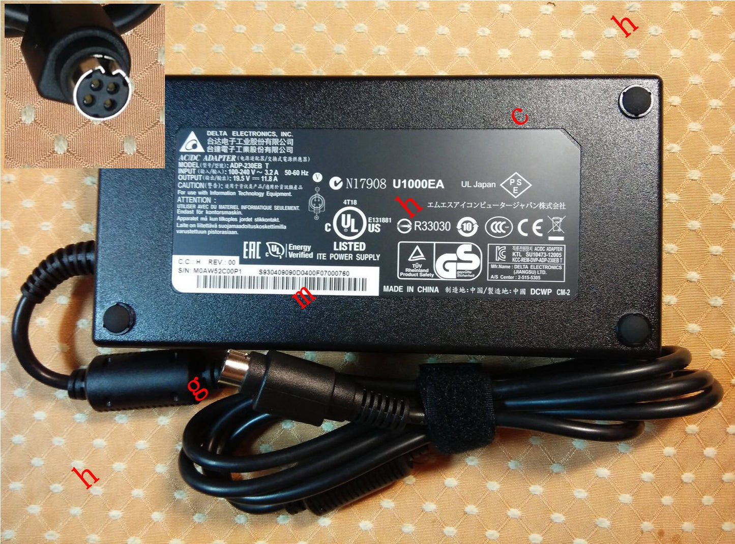 New Original OEM Delta 230W AC Adapter for MSI GT80 2QD(TITAN)-090TH,ADP-230EB T