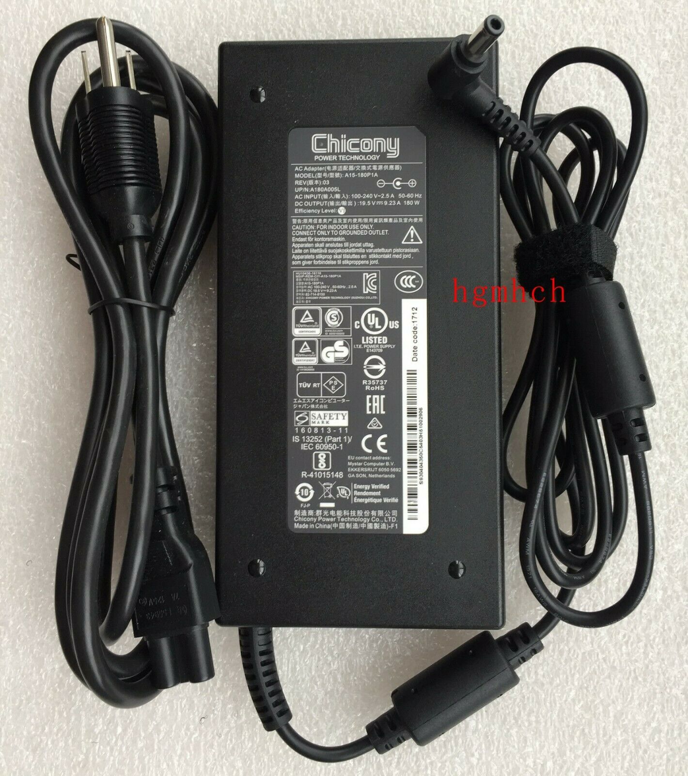 @New Original Chicony 180W Slim Adapter for MSI WS63 7RK-429GB,A15-180P1A Laptop