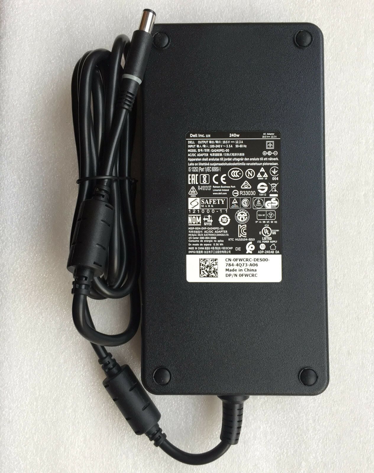 Original OEM Dell Precision M6600,GA240PE1-00,FWCRC 240W AC Adapter&Cord Charger