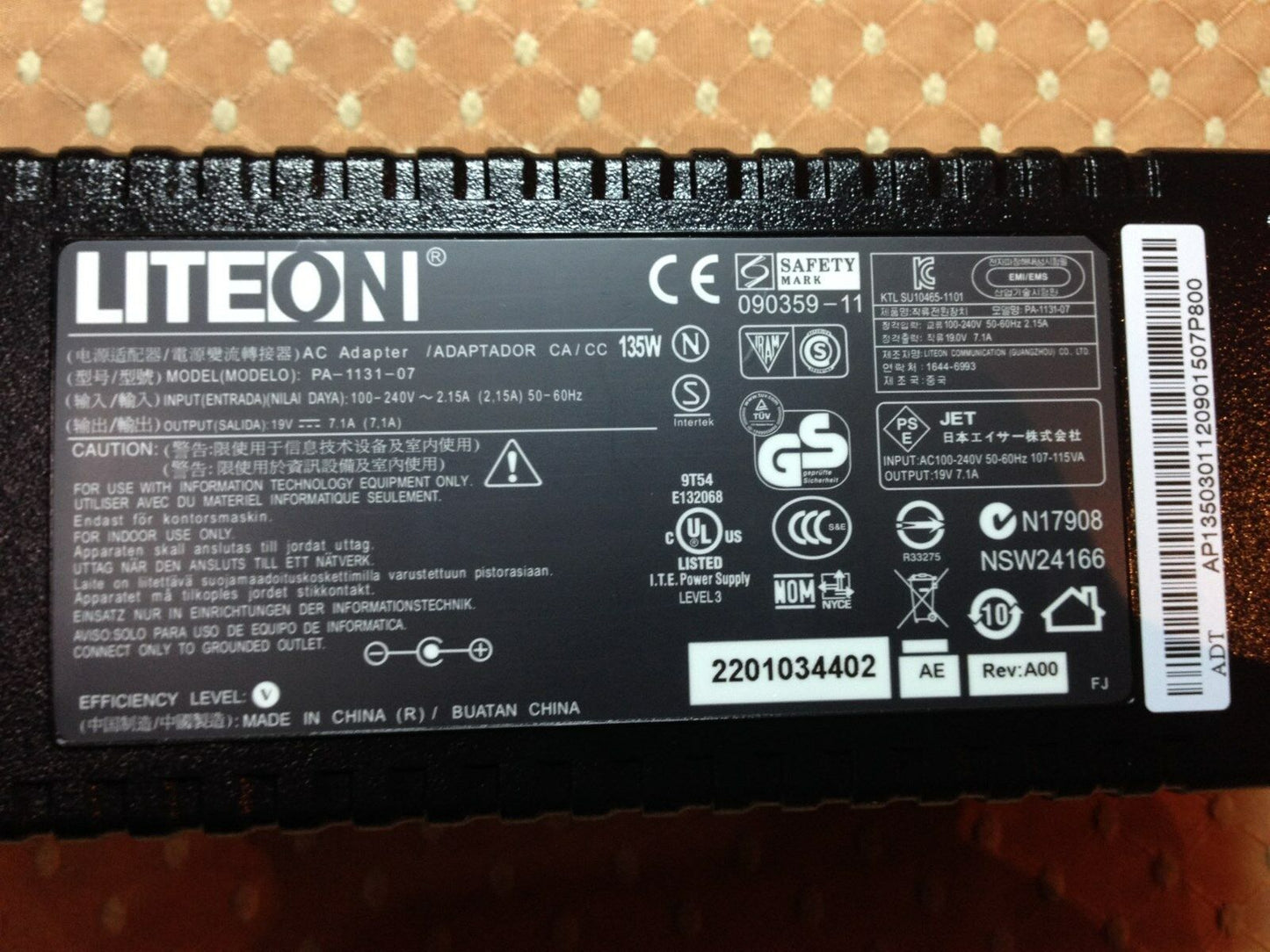 New Original OEM 135W AC/DC Adapter for Acer All In One Aspire Z1850_W, Z1850_WD