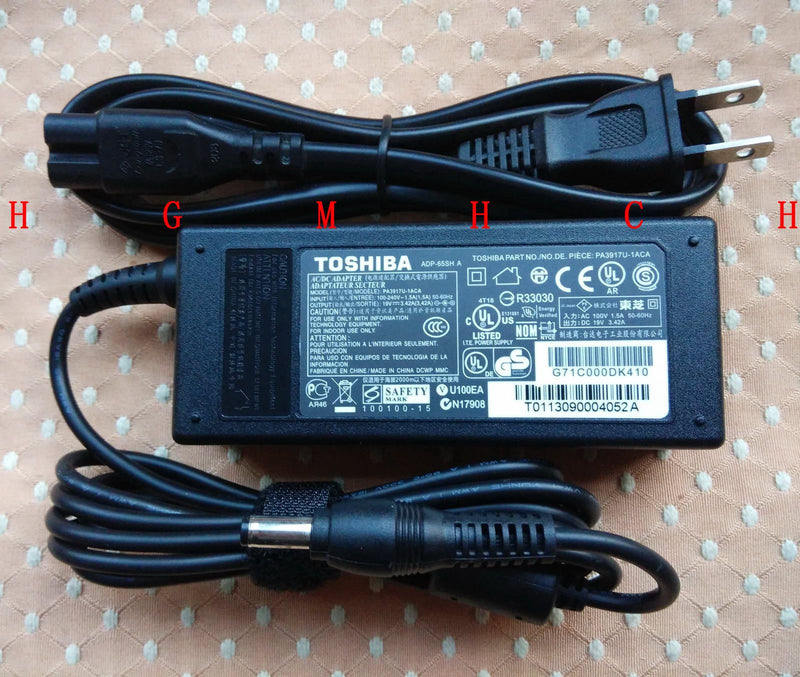 Original Genuine OEM 65W AC Adapter Charger for Toshiba Tecra A50-ASMBN02 Laptop