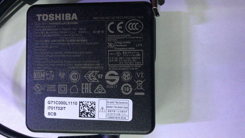 New Original Toshiba 45W USB-C AC/DC Adapter for Portege X20W-E-BTO,PA5279U-1ACA