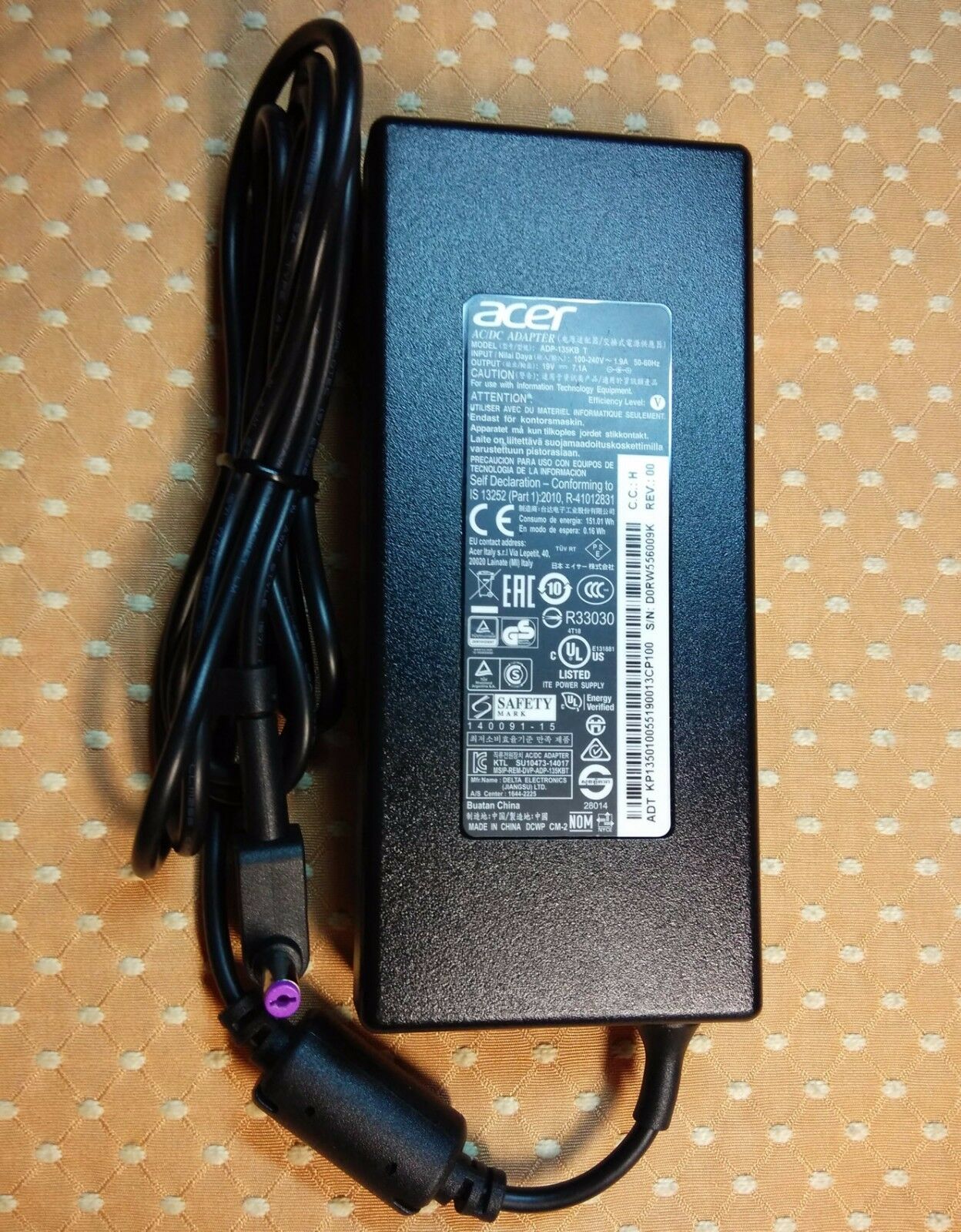 @Original OEM Acer 135W 19V AC Adapter for Aspire V17 Nitro VN7-792G-785Q Laptop