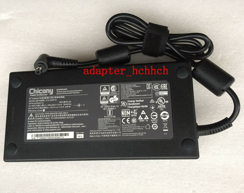 @New Original OEM Chicony 230W 19.5V AC/DC Adapter for Clevo P650HS-G,A12-230P1A