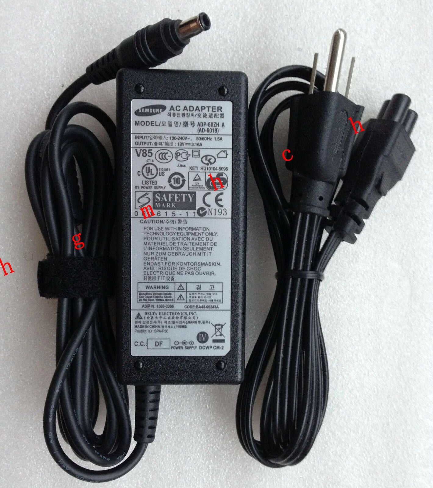 Original AC Adapter Charger For Samsung NP-R580-JSB1US R580-JSB1