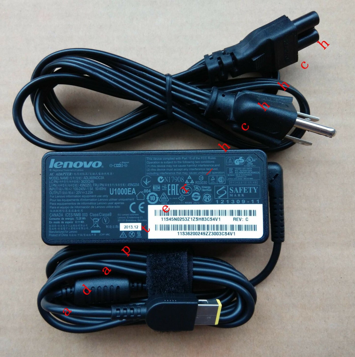 @New Original OEM Lenovo 65W Cord/Charger ThinkPad S3-S440,ADLX65NDC3A/36200249