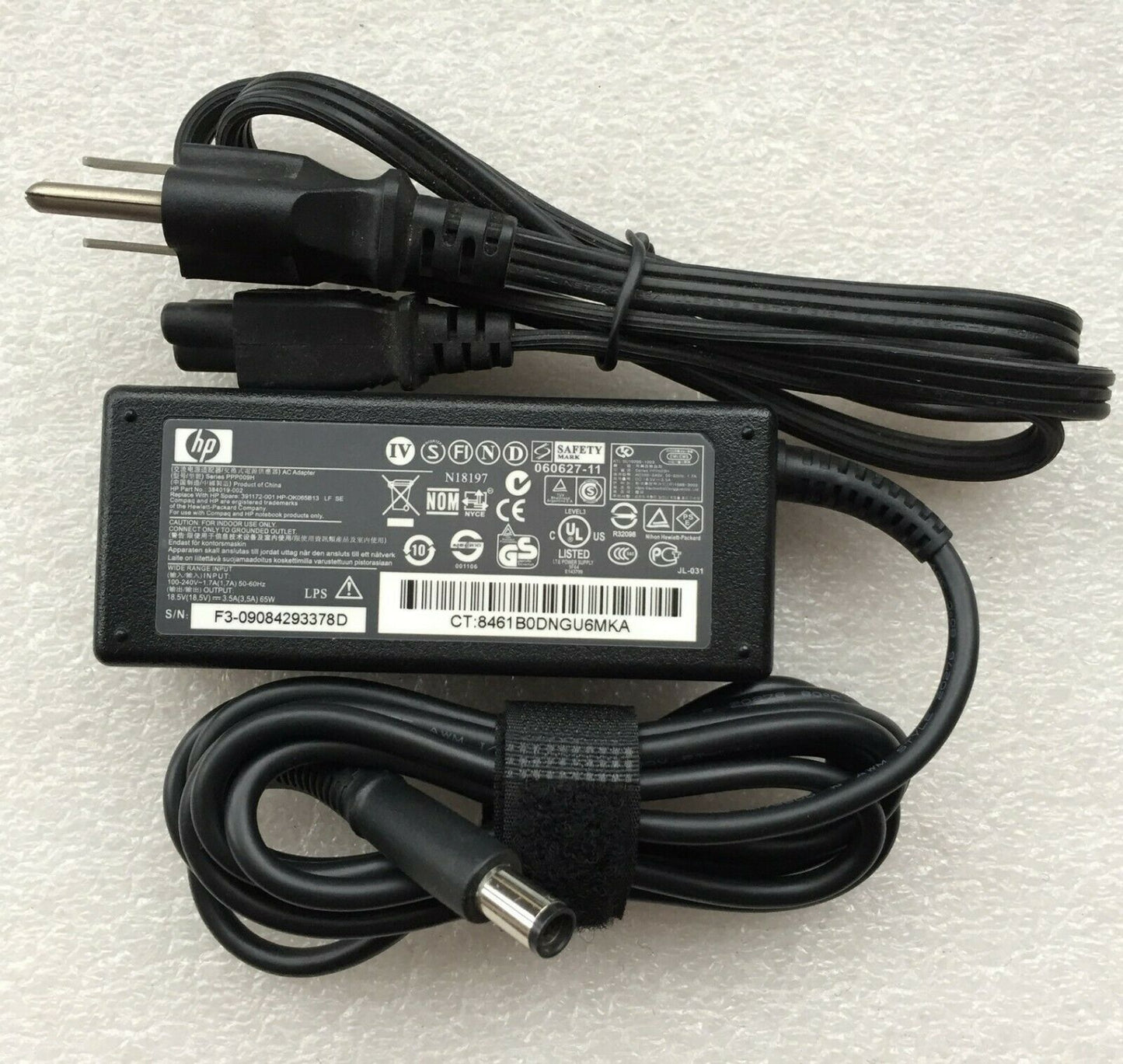 New Original OEM HP COMPAQ NC6320,NX6310,6720T 391172-001 18.5V 3.5A AC Adapter@