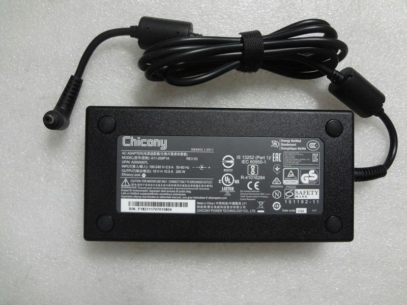Original OEM Chicony 200W 19V AC Adapter for Clevo P651HP6-G,A11-200P1A Notebook
