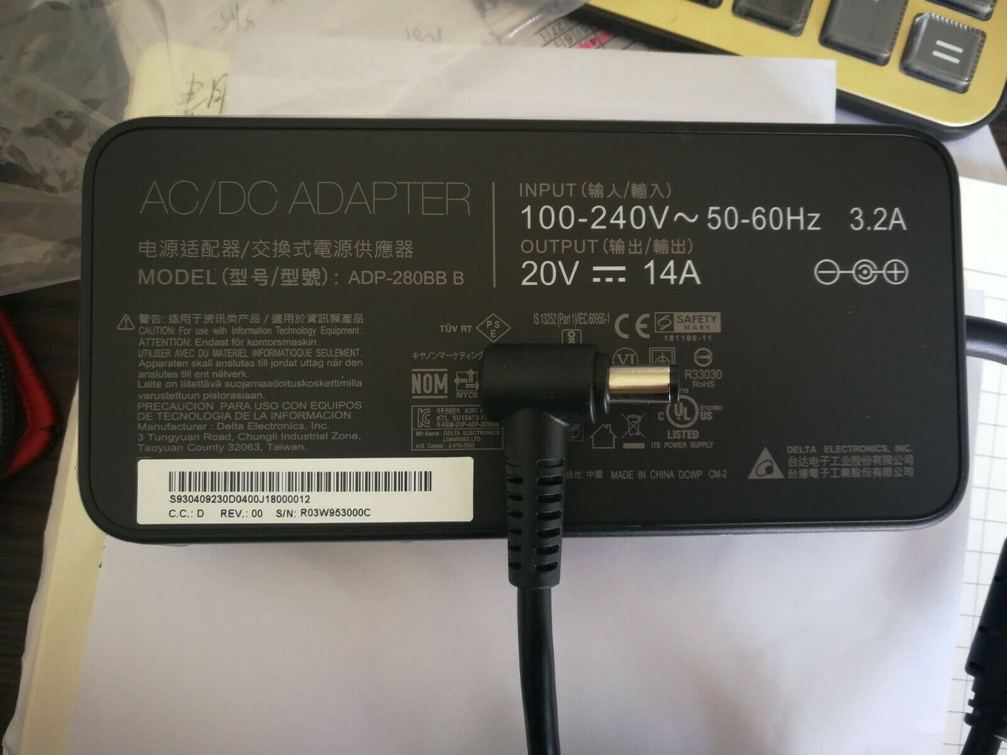 @New Original MSI GE75 Raider 9SF/RTX2070 ADP-280BB B,Delta 280W AC Adapter&Cord