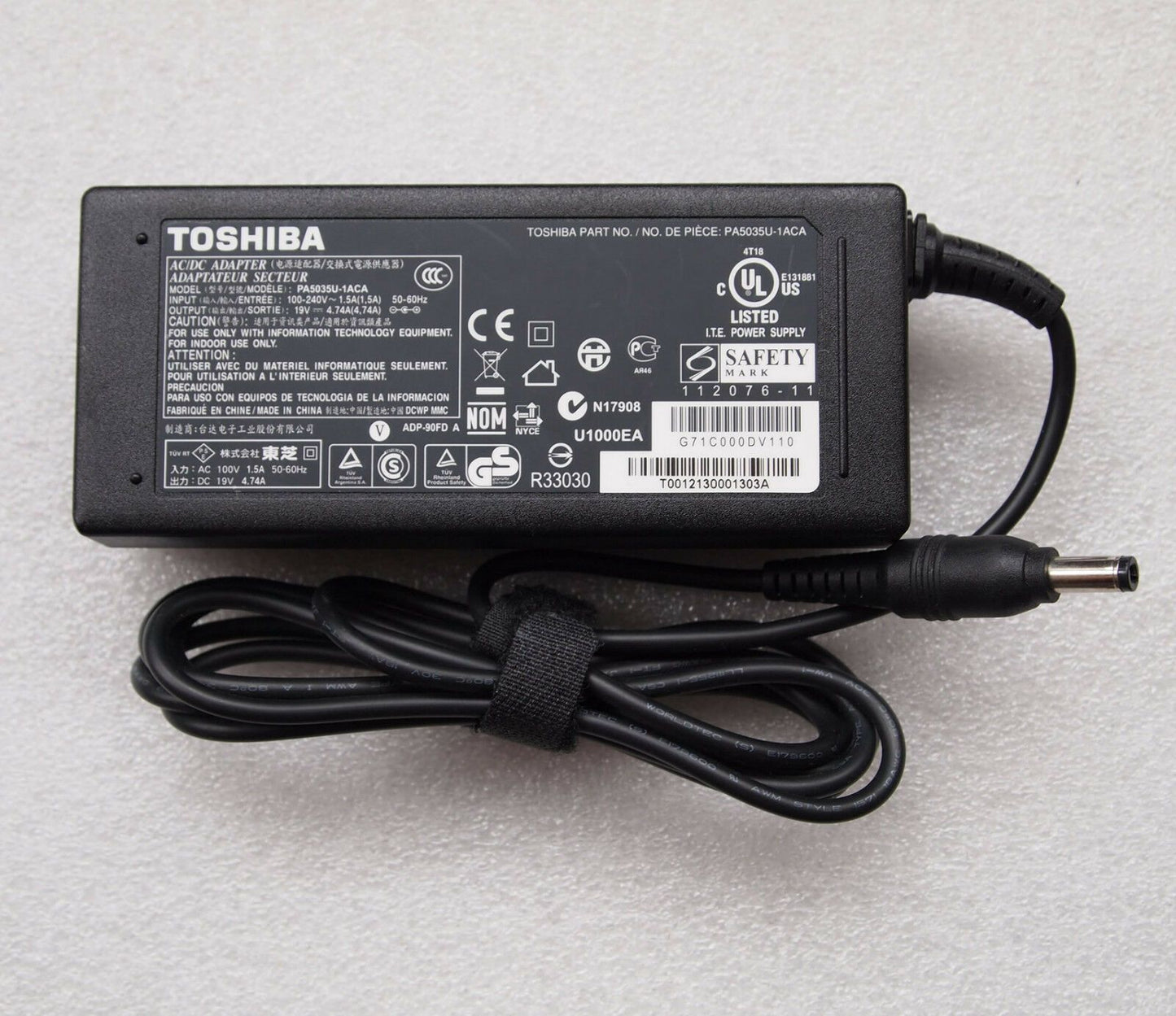 New Original OEM Toshiba Satellite PA5035U-1ACA AC/DC Power Adapter Cord/Charger