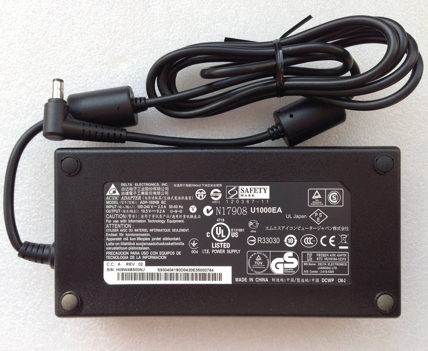 Original Delta AC Adapter for MSI Gaming 24GE 2QE 4K-013US ADP-180NB BC Notebook