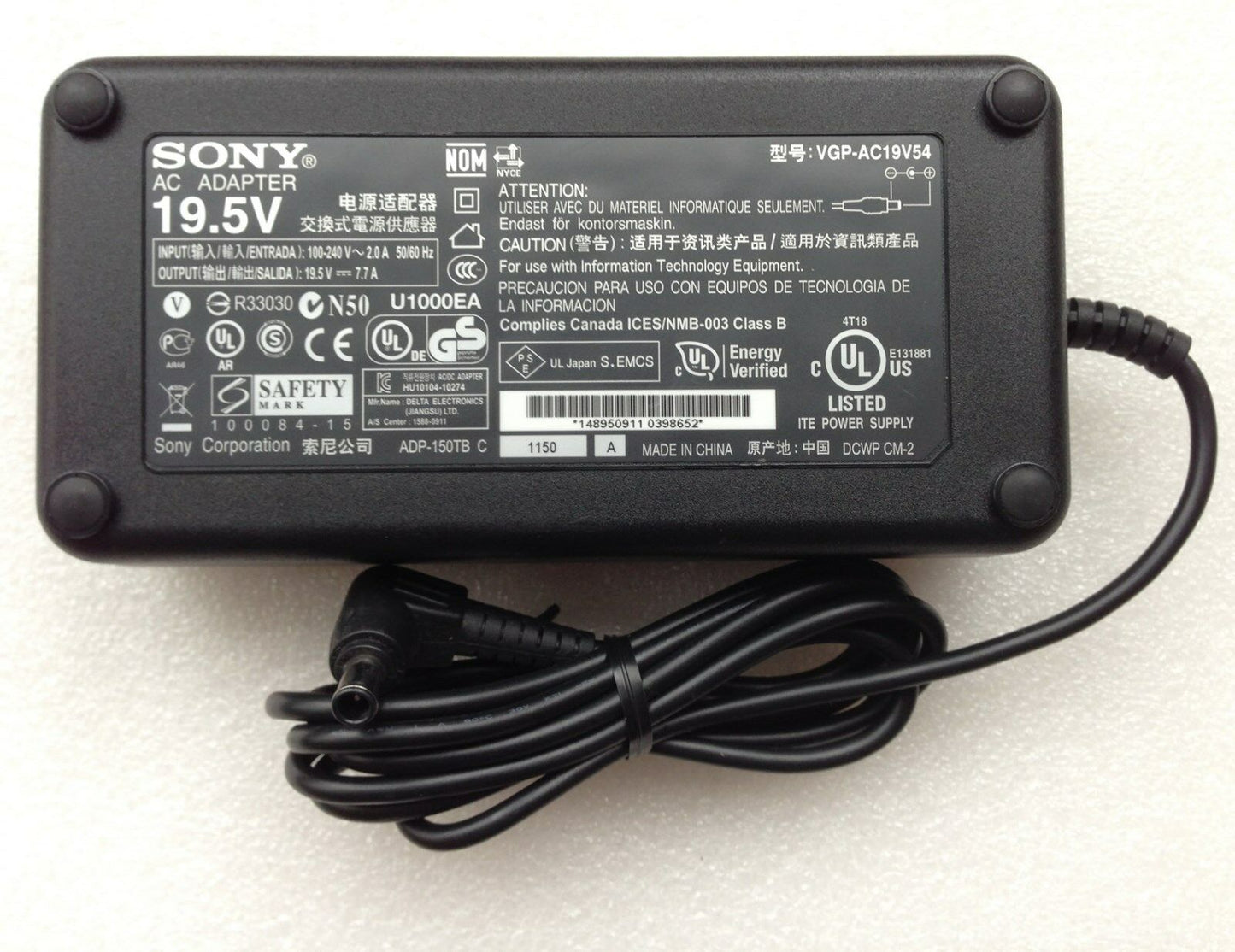 Original Sony 150W 19.5V 7.7A AC/DC Adapter for Sony VAIO SVL241A11U,VGP-AC19V54