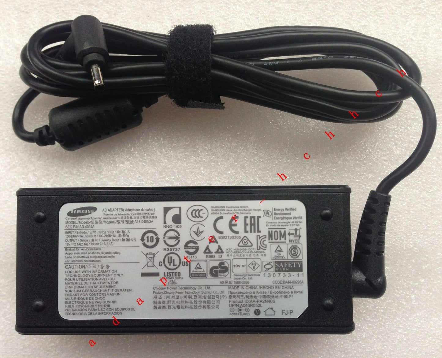 Original OEM Samsung 40W AC Adapte for ATIV Book 9 Plus NP930X3K-K02US Ultrabook