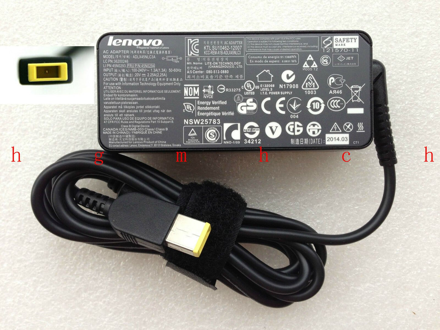 Original OEM Lenovo ThinkPad Helix 36984LU,0B47030,45N0294 45W 20V AC/DC Adapter