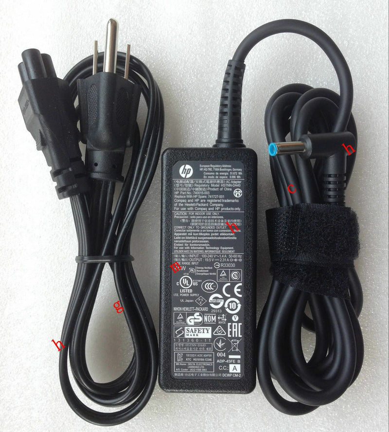 Original OEM HP 45W 19.5V 2.31A AC Adapter for HP Pavilion 15-F011NR Notebook PC