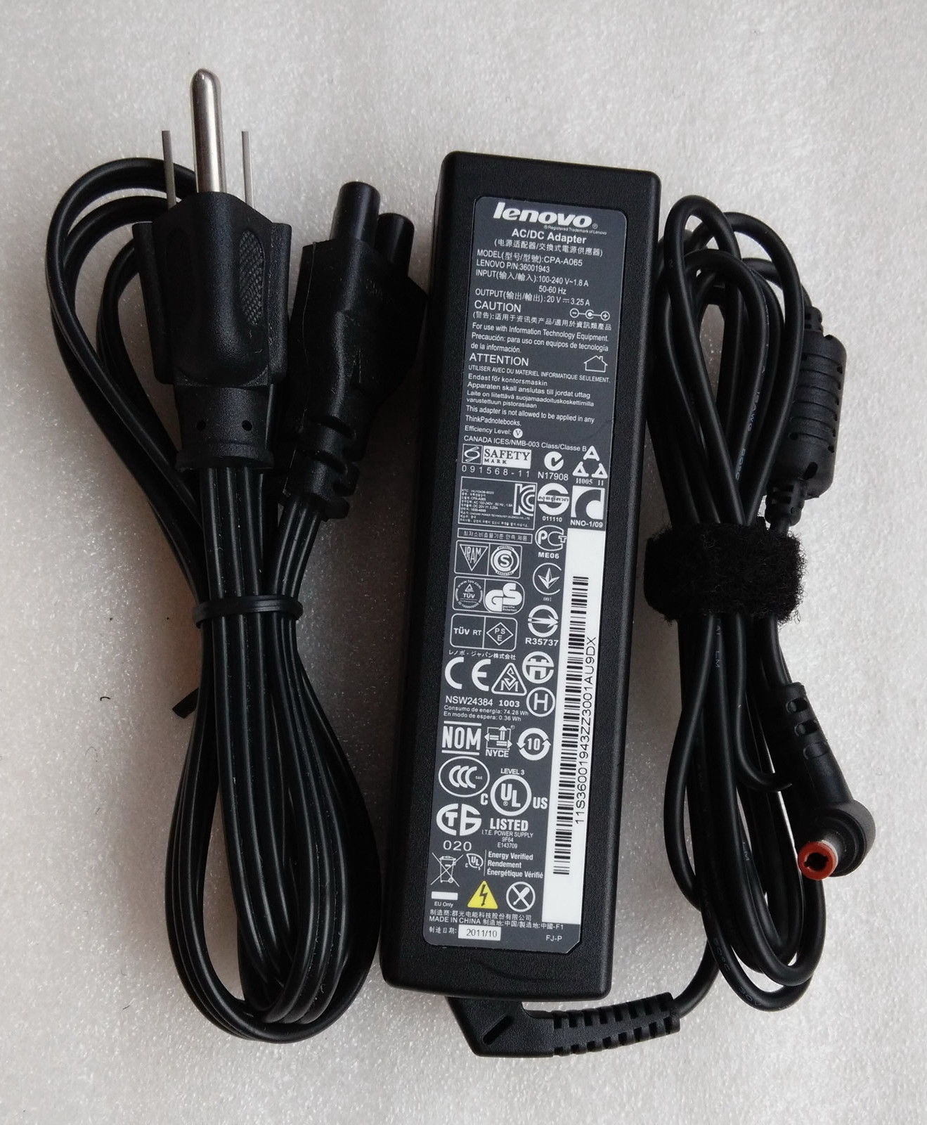 Original Lenovo AC/DC Adapter for Ideapad Z380/Z480/Z485/Z580 CPA-A065,36001943