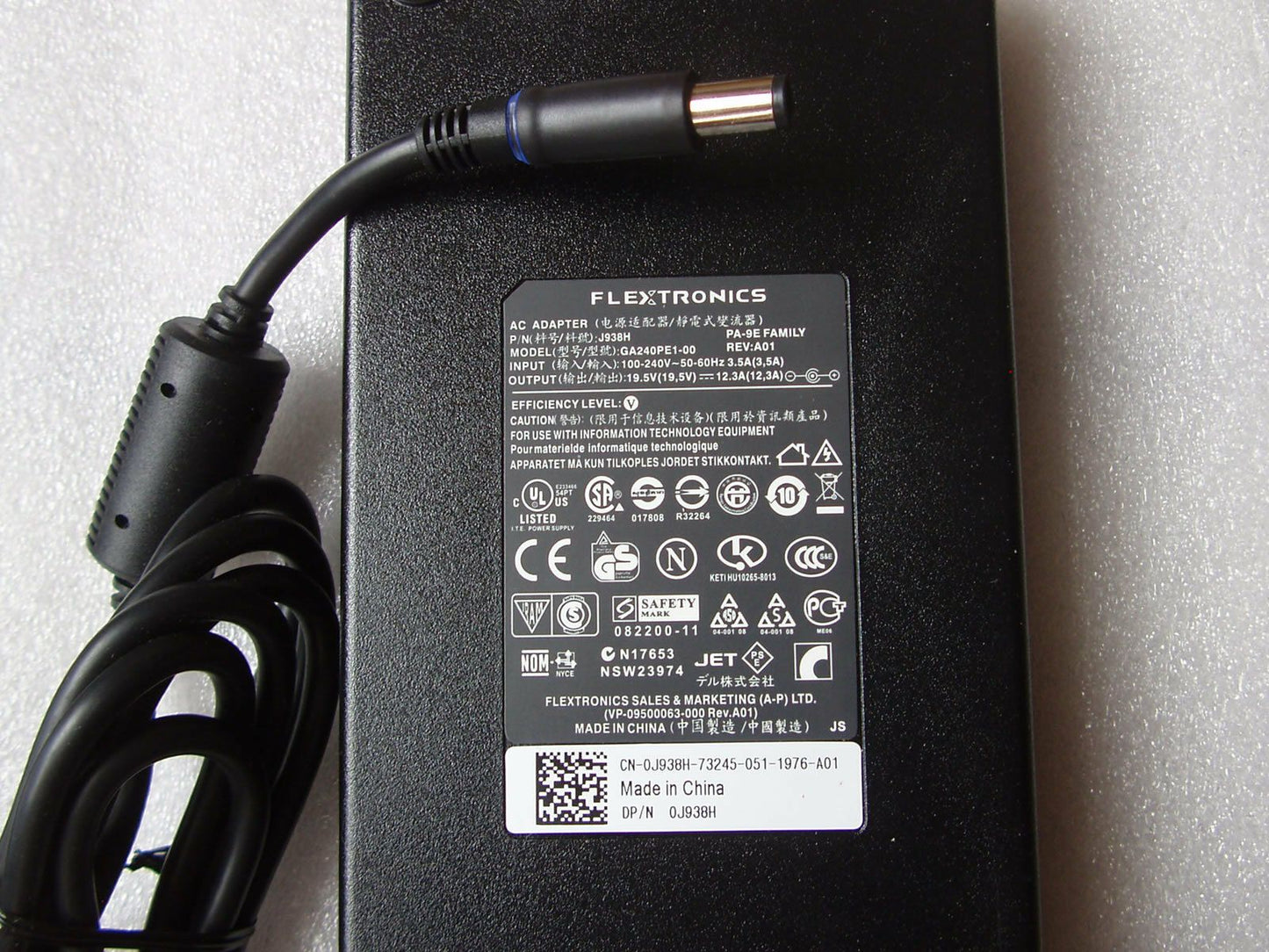 Original OEM 240W 19.5V AC Adapter fr Dell Alienware M17x R1/R2/R3,J938H Laptop