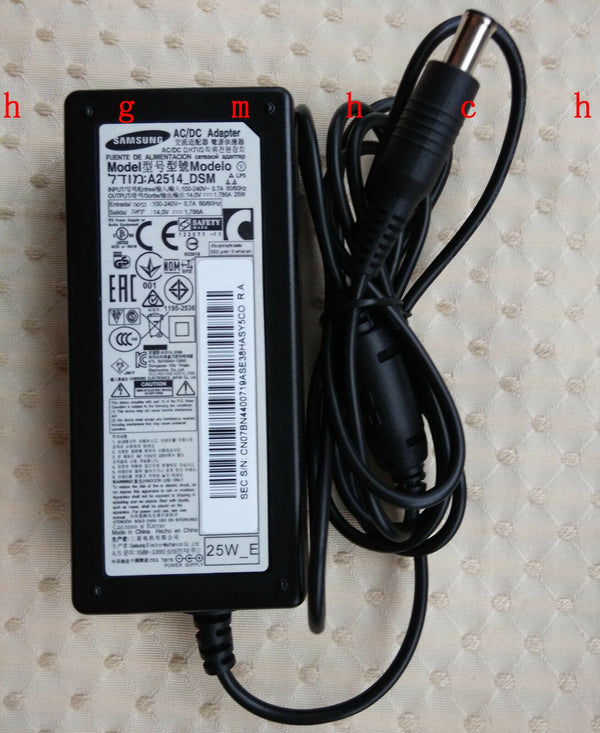 Original OEM Samsung C24F396FHE LED Monitor A2514_KSM 14V 1.786A AC Adapter&Cord
